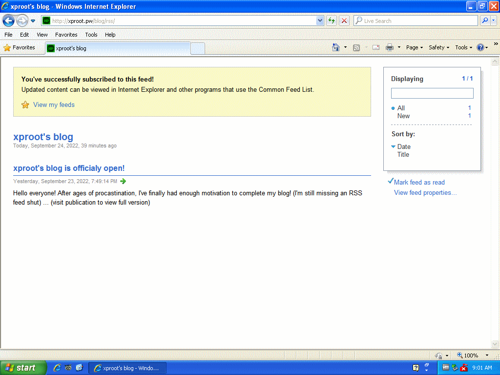 RSS feed in Internet Explorer 8