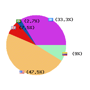 Pie chat showing the top countries